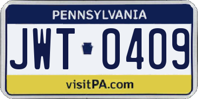 PA license plate JWT0409
