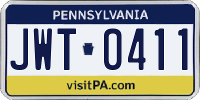 PA license plate JWT0411