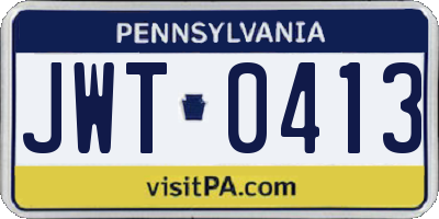 PA license plate JWT0413