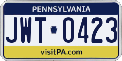 PA license plate JWT0423
