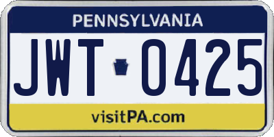 PA license plate JWT0425