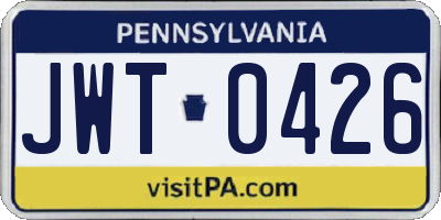 PA license plate JWT0426
