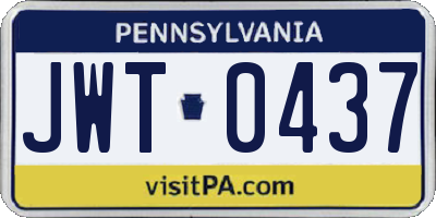 PA license plate JWT0437