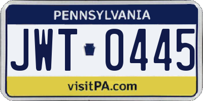 PA license plate JWT0445