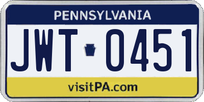 PA license plate JWT0451