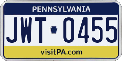 PA license plate JWT0455