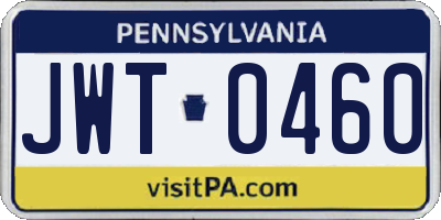 PA license plate JWT0460