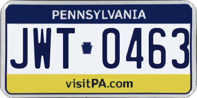 PA license plate JWT0463