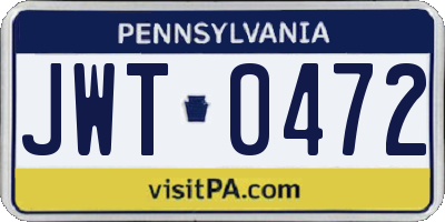 PA license plate JWT0472