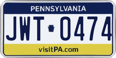 PA license plate JWT0474