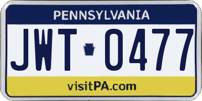 PA license plate JWT0477