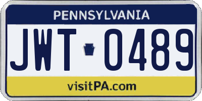 PA license plate JWT0489