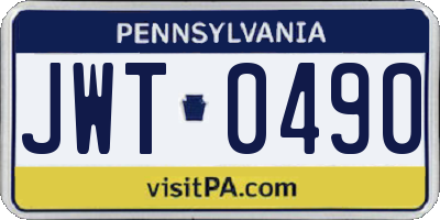 PA license plate JWT0490