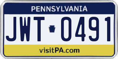 PA license plate JWT0491