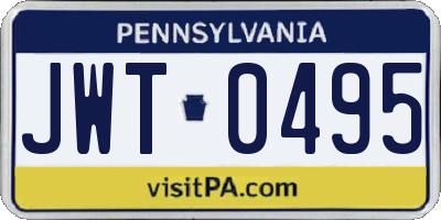 PA license plate JWT0495