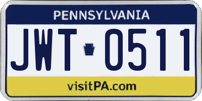 PA license plate JWT0511
