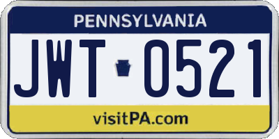 PA license plate JWT0521