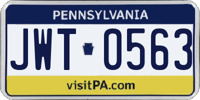 PA license plate JWT0563
