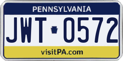 PA license plate JWT0572