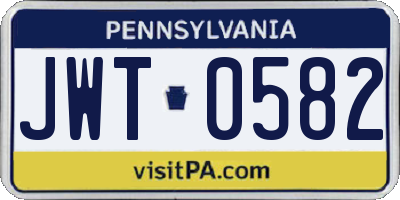 PA license plate JWT0582