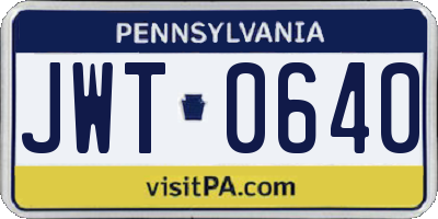 PA license plate JWT0640