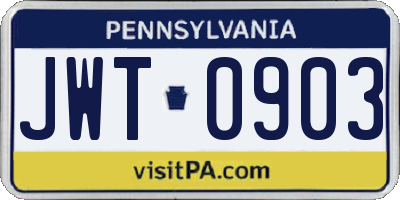 PA license plate JWT0903