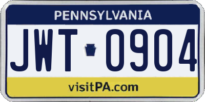 PA license plate JWT0904