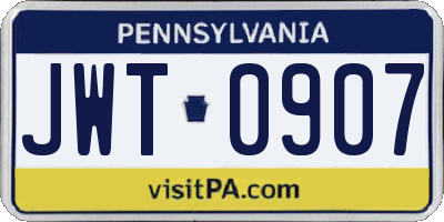 PA license plate JWT0907