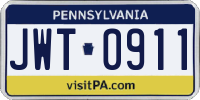PA license plate JWT0911