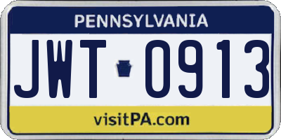 PA license plate JWT0913