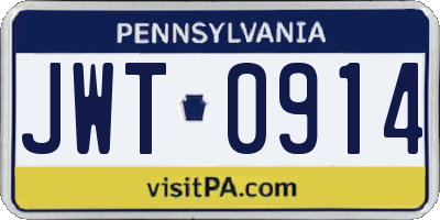 PA license plate JWT0914