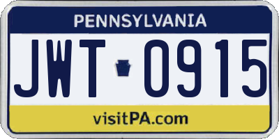 PA license plate JWT0915