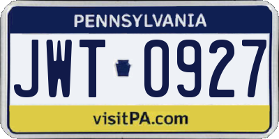 PA license plate JWT0927