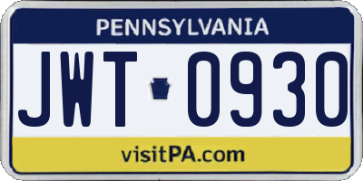 PA license plate JWT0930