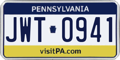 PA license plate JWT0941