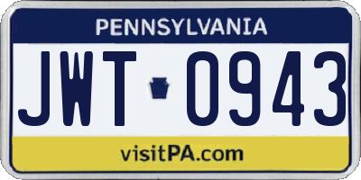 PA license plate JWT0943