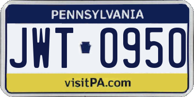PA license plate JWT0950