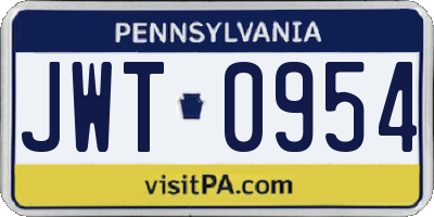 PA license plate JWT0954