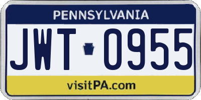 PA license plate JWT0955