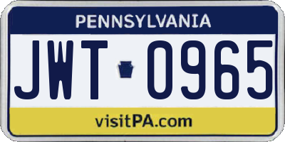 PA license plate JWT0965
