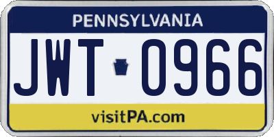 PA license plate JWT0966