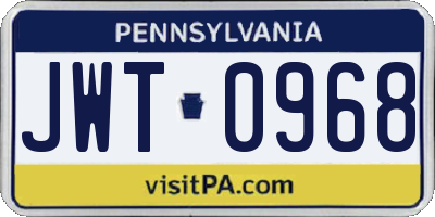 PA license plate JWT0968