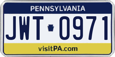 PA license plate JWT0971