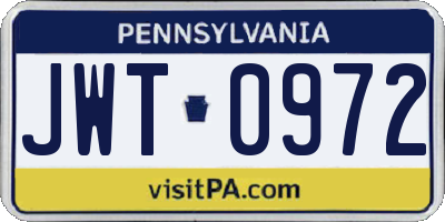 PA license plate JWT0972