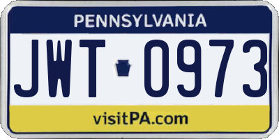 PA license plate JWT0973