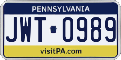 PA license plate JWT0989