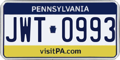 PA license plate JWT0993