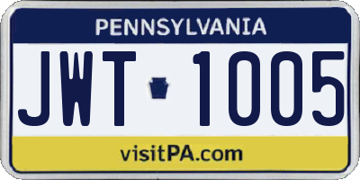 PA license plate JWT1005