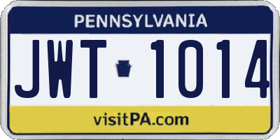 PA license plate JWT1014