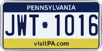PA license plate JWT1016